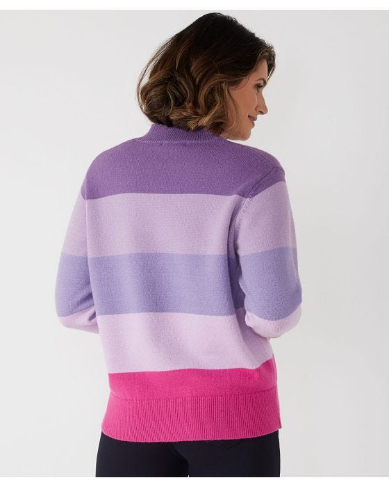 Damart First Avenue Bold Stripe V-neck Jumper