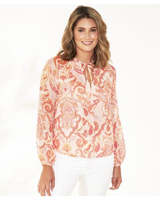 damart First Avenue - Chiffon Paisley Print Blouse