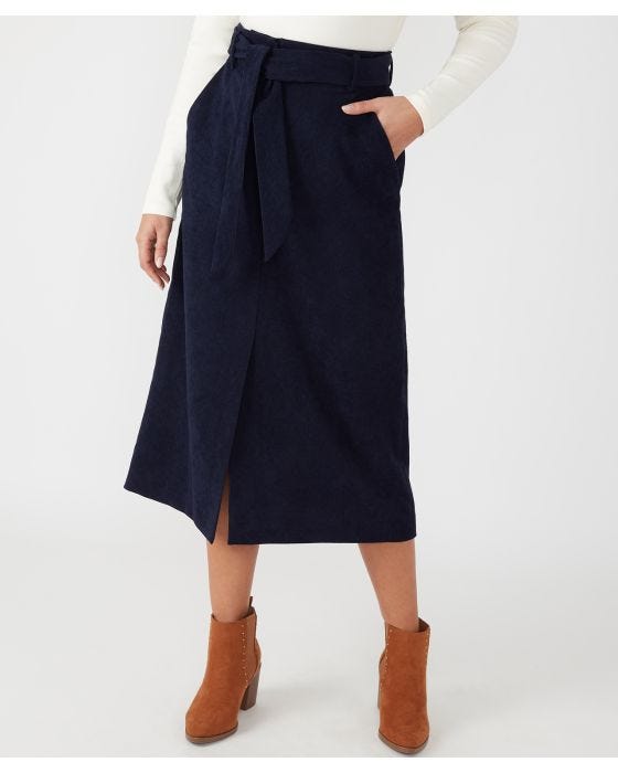 damart First Avenue Corduroy Belted Skirt