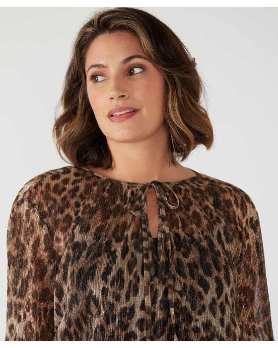 Damart First Avenue Metallic Animal Print Blouse