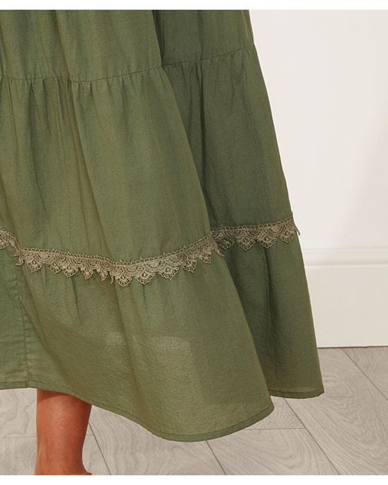 Damart First Avenue - Plain Cotton Tiered Skirt