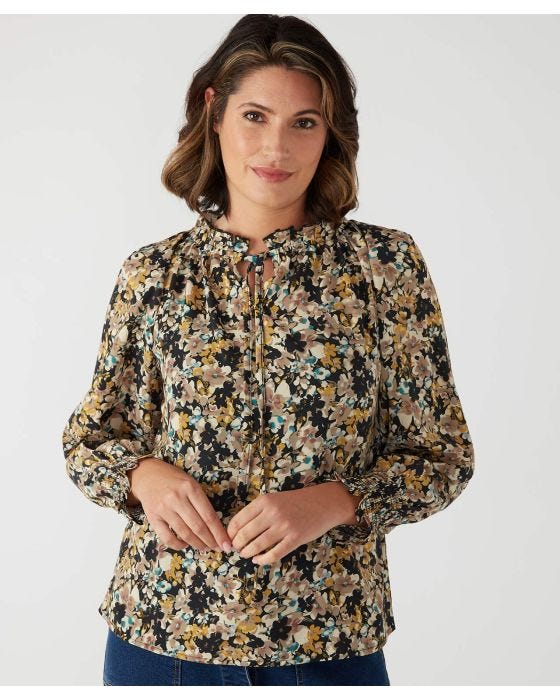 Damart First Avenue Tie Neck Relaxed Blouse