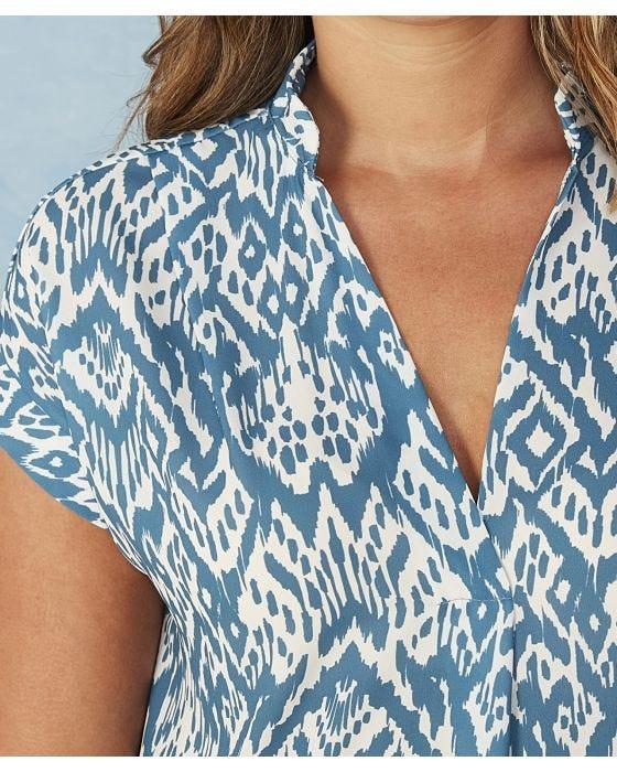 Damart First Avenue - V Neck Georgette Print Blouse