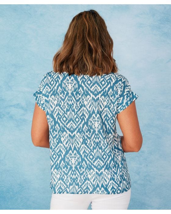 Damart First Avenue - V Neck Georgette Print Blouse