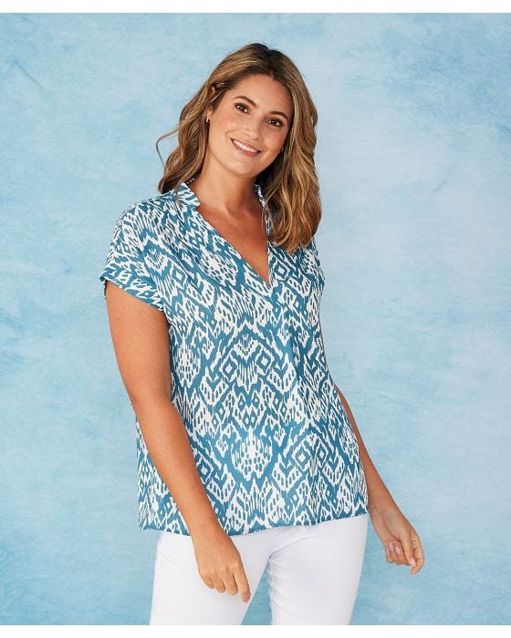 damart First Avenue - V Neck Georgette Print Blouse