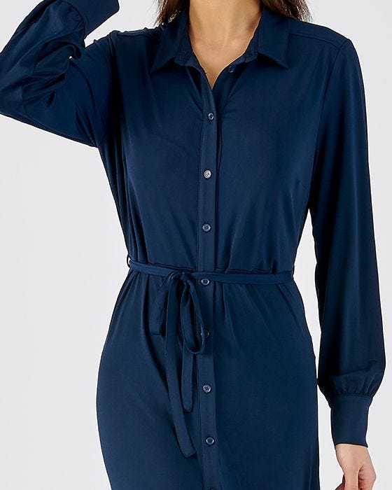 Damart Flared Tie Belt Jersey Dress