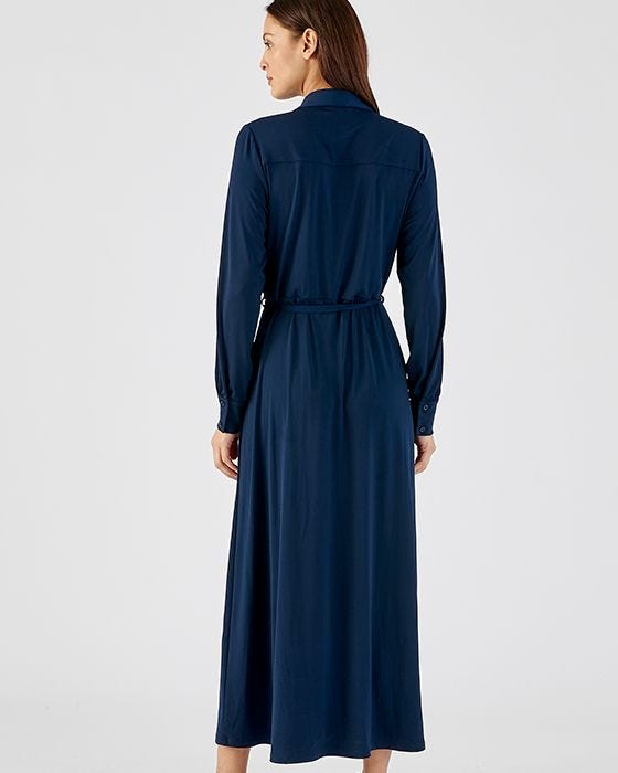 Damart Flared Tie Belt Jersey Dress
