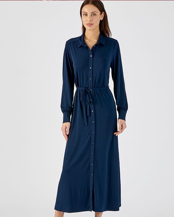 damart Flared Tie Belt Jersey Dress