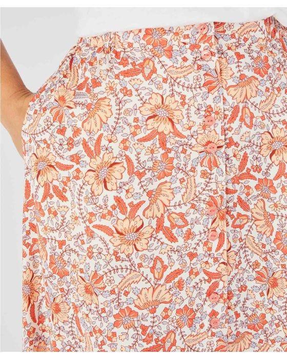 Damart Floral Print Button Through Skirt