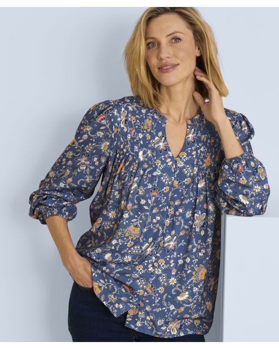 damart Floral Print Pull-on Blouse