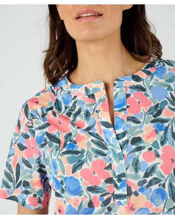 Damart Floral Print Short Sleeve Tunic