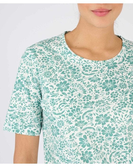 Damart Floral Print Short Sleeved Cotton T-shirt