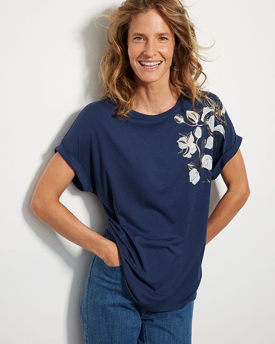 damart Floral Print Short Sleeved T-shirt