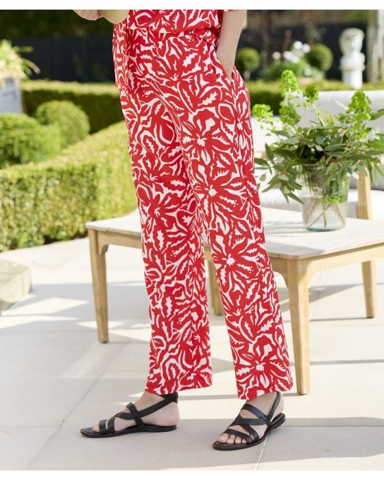 damart Floral Print Tailored Trousers