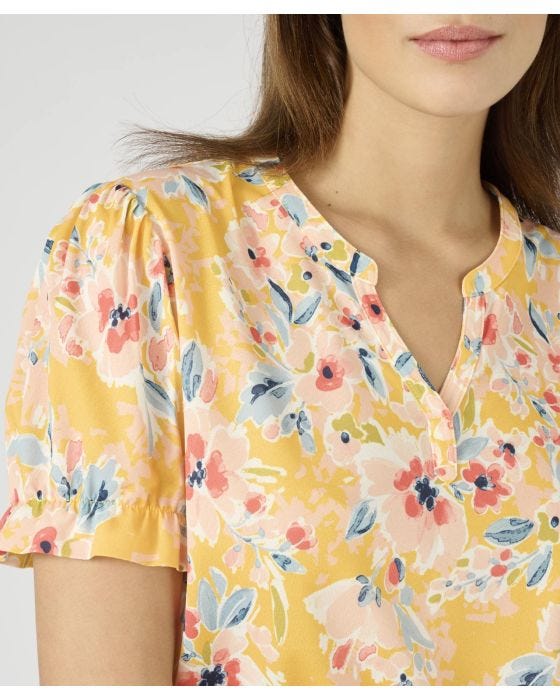 Damart Floral Print Tunisian Neck Top