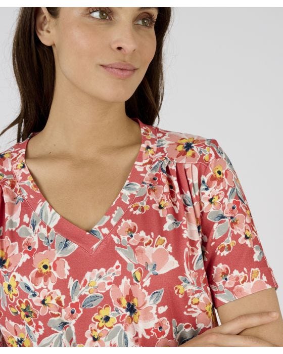 Damart Floral Short Sleeve Top