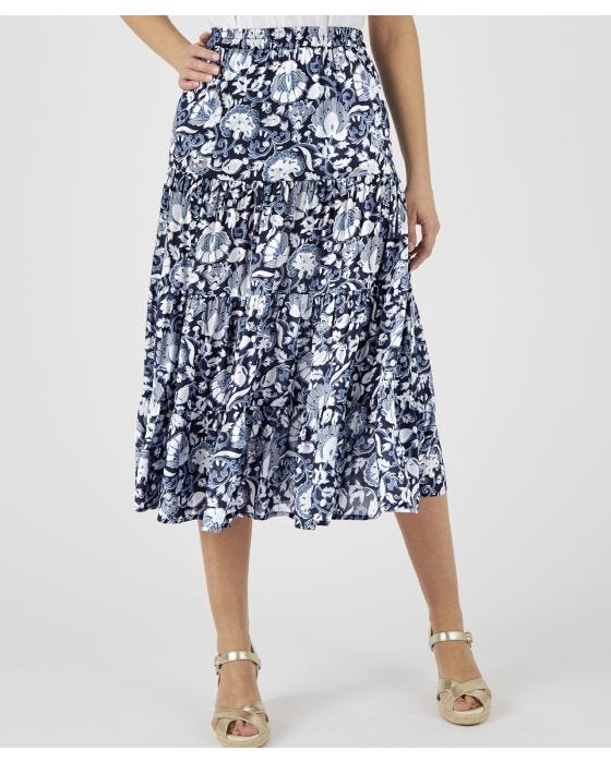 Damart Floral Tiered Skirt