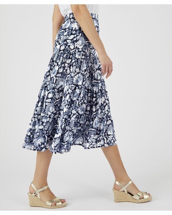 Damart Floral Tiered Skirt