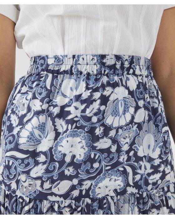 Damart Floral Tiered Skirt
