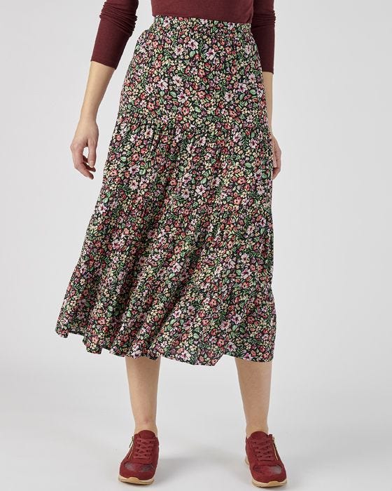 damart Floral Tiered Skirt
