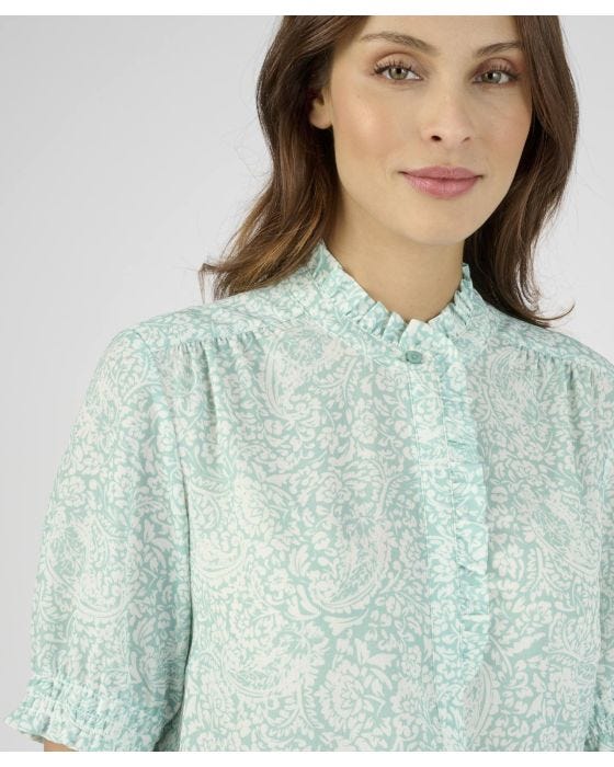 Damart Frill Front Detail Printed Blouse