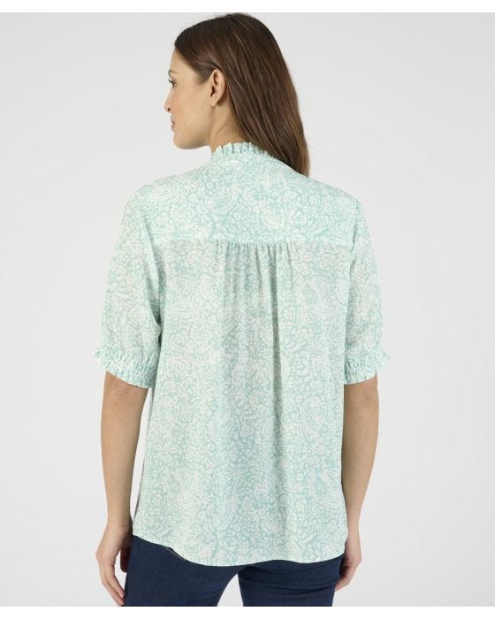 Damart Frill Front Detail Printed Blouse