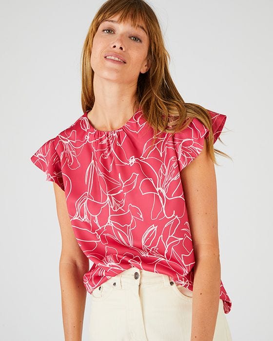 damart Frill Sleeve Blouse