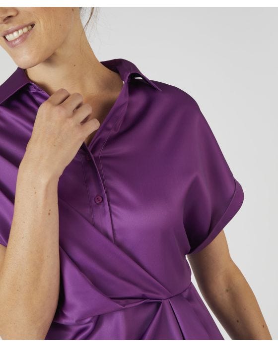 Damart Front Drape Satin Stretch Dress