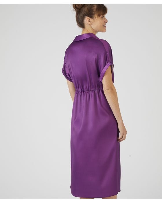 Damart Front Drape Satin Stretch Dress