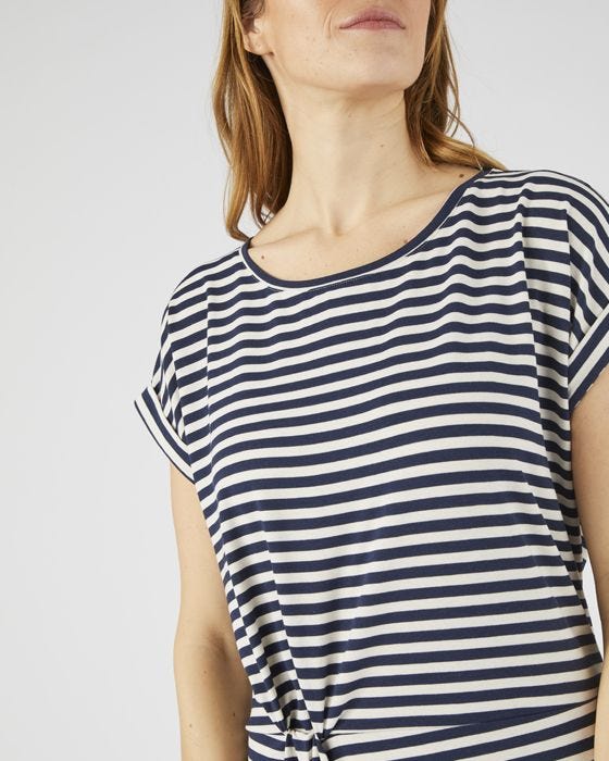 Damart Front Knot Detail Jersey Stripe Dress