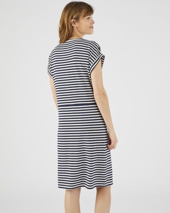 Damart Front Knot Detail Jersey Stripe Dress