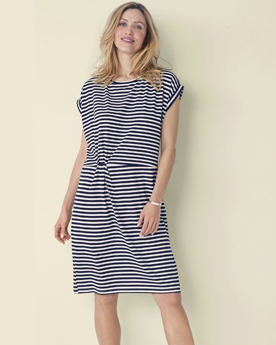 damart Front Knot Detail Jersey Stripe Dress