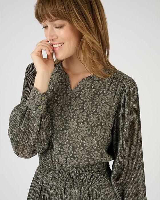 Damart Full Sleeve Notch Neck Print Dress