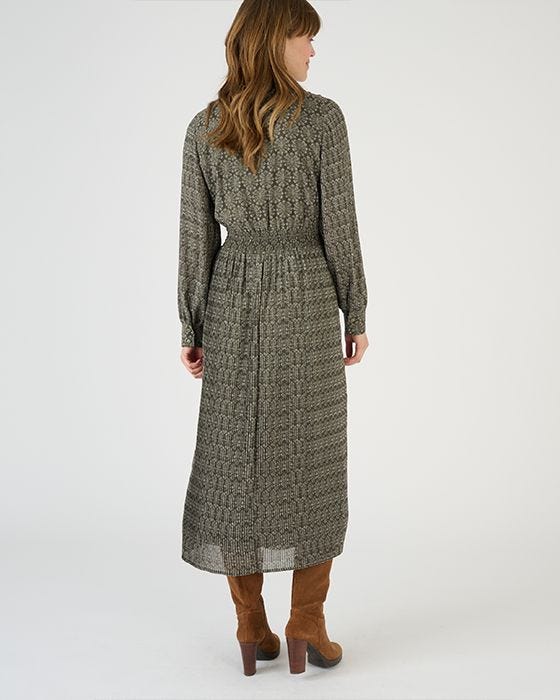 Damart Full Sleeve Notch Neck Print Dress