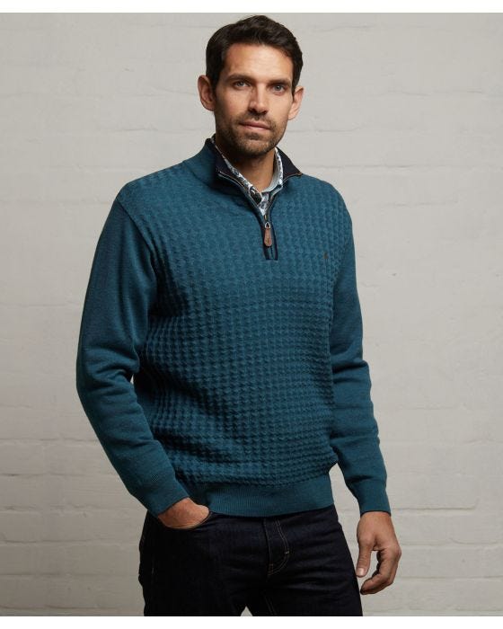damart Gabicci Pattern Front Knit Quarter Zip Neck