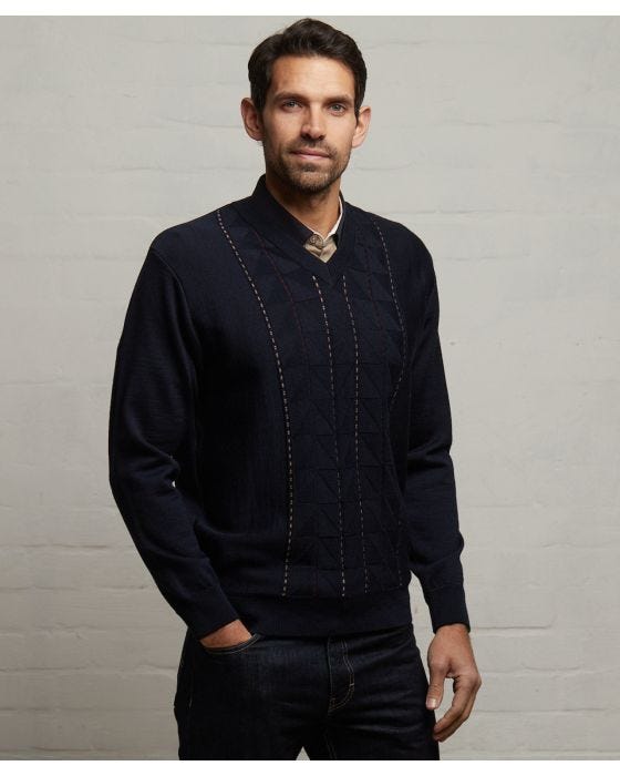 damart Gabicci Pattern Front Knit V-neck Jumper