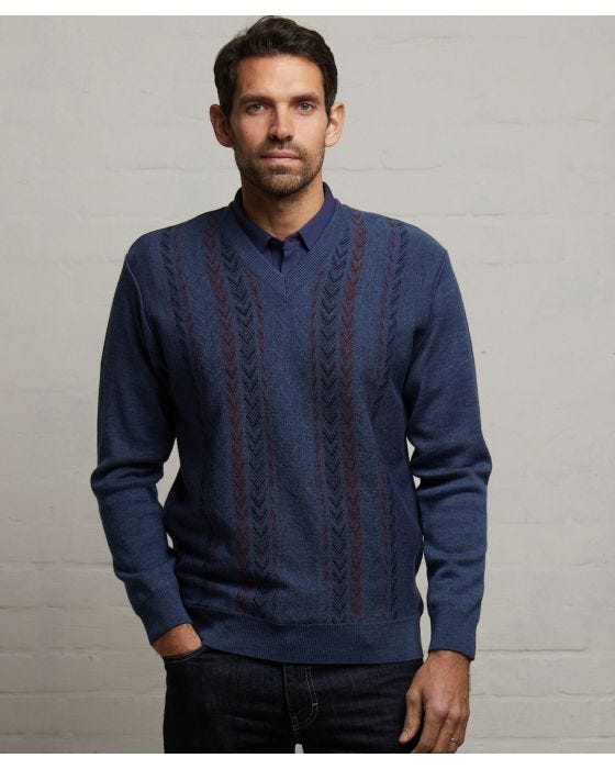 damart Gabicci Pattern Front Knit V-neck Jumper