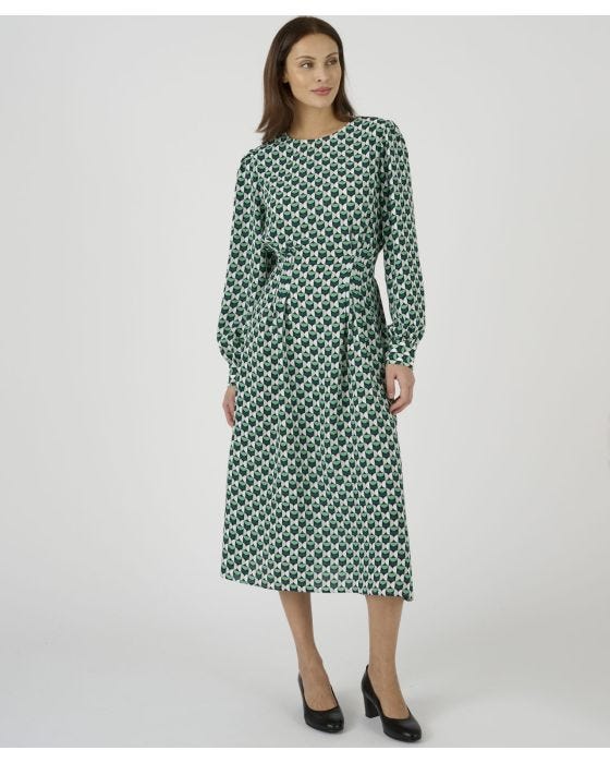 Damart Geometric Print Flared Dress