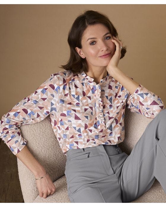 Damart Geometric Print Recycled Top