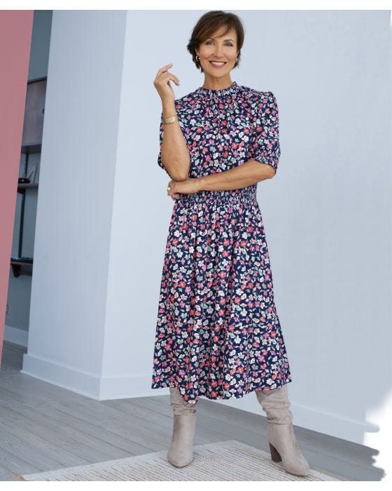 damart Graphic Print Elasticated Waist Dress