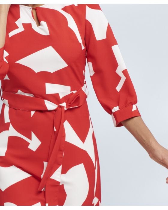 Damart Graphic Print Tie Belt Dress