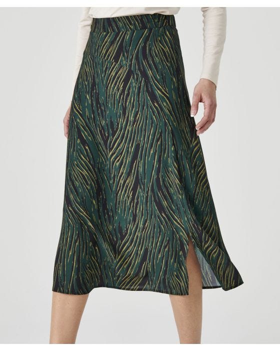 Damart Green Zebra Print Skirt