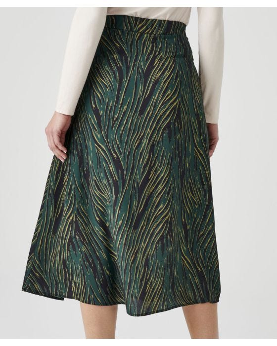 Damart Green Zebra Print Skirt
