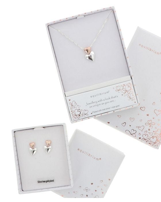 Damart Heart Earrings & Necklace Set