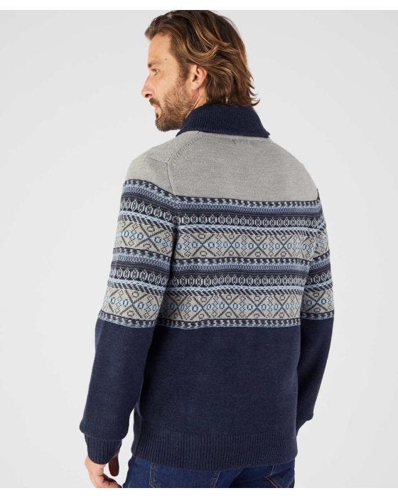 Damart Jacquard Zip Front Cardigan