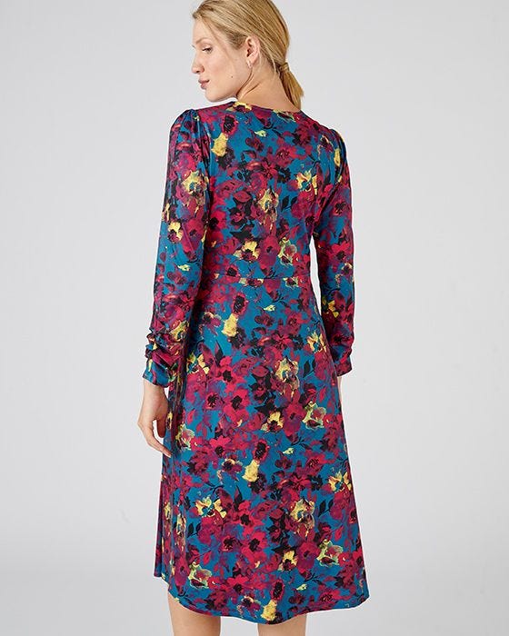 Damart Jersey Mock Wrap Effect Dress