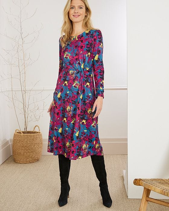 damart Jersey Mock Wrap Effect Dress