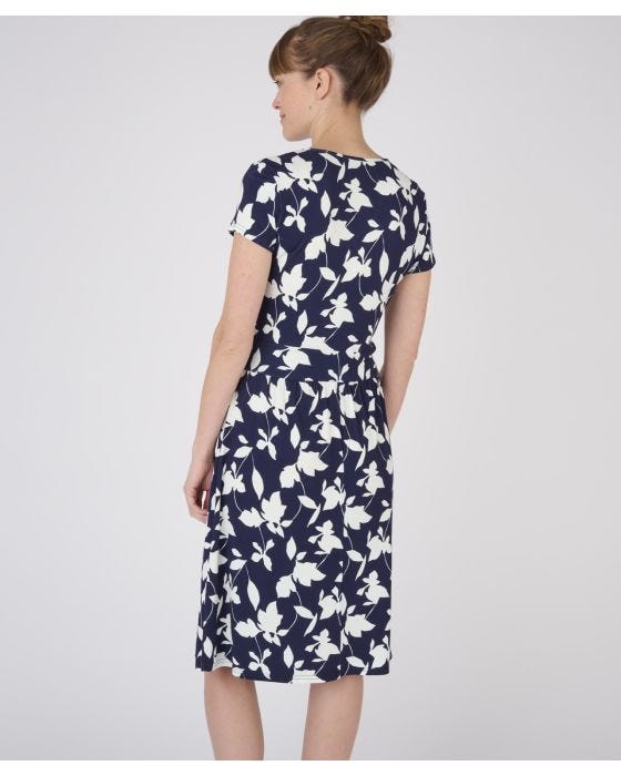 Damart Jersey Print Mock Wrap Dress