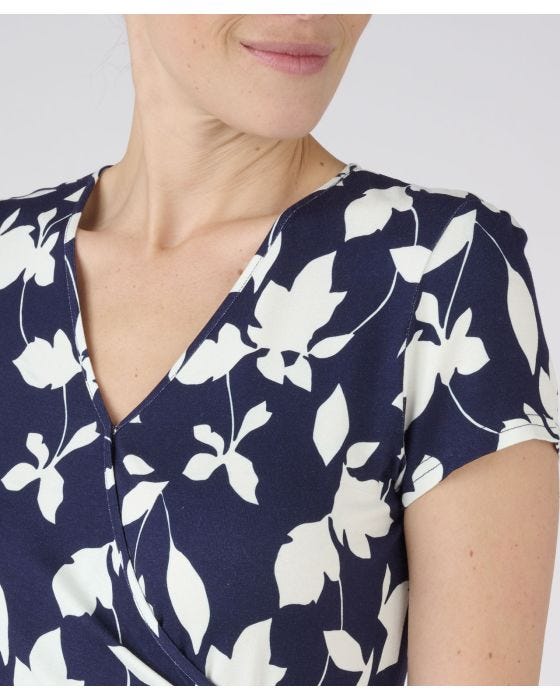 Damart Jersey Print Mock Wrap Dress