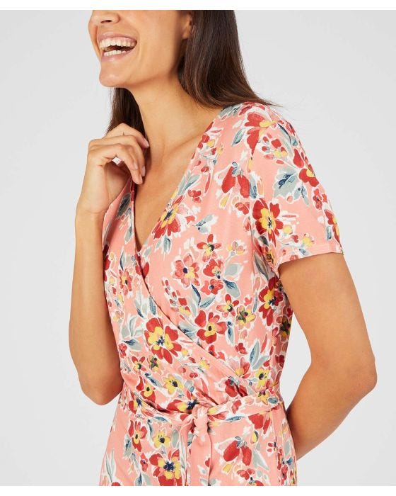 Damart Jersey Print Mock Wrap Dress